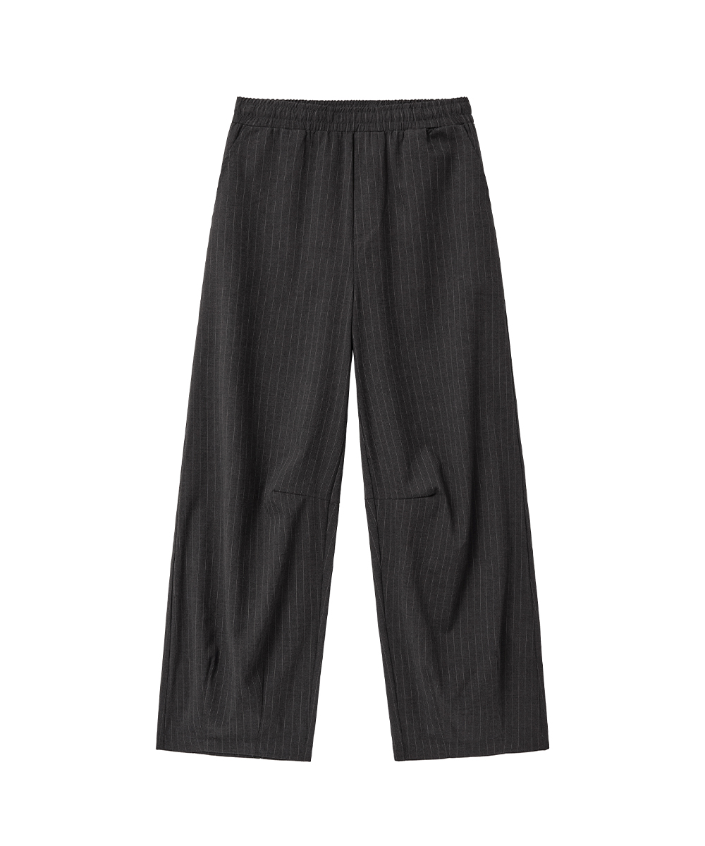 Banding Stripe Curved Slacks_Charcoal