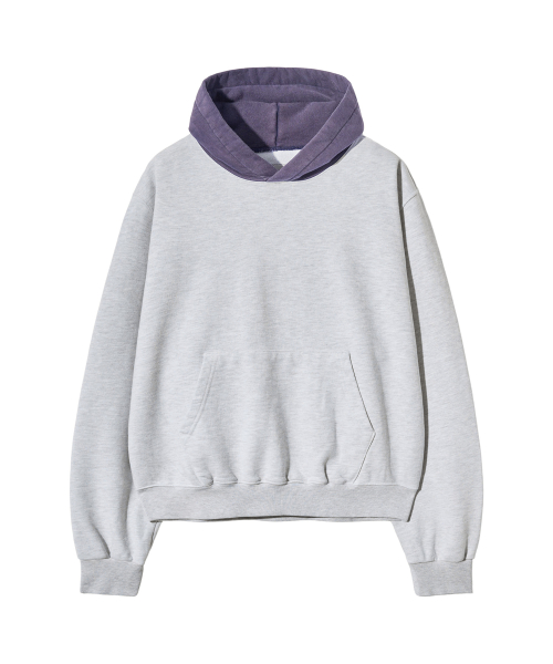 Двухцветное худи поношенного вида White Melange / Navy