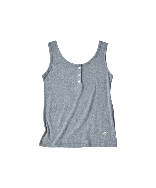 W FLOWER BUTTON SLEEVELESS [GRAY]