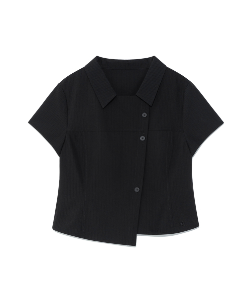 TCM 3-button stripe half shirt (black)