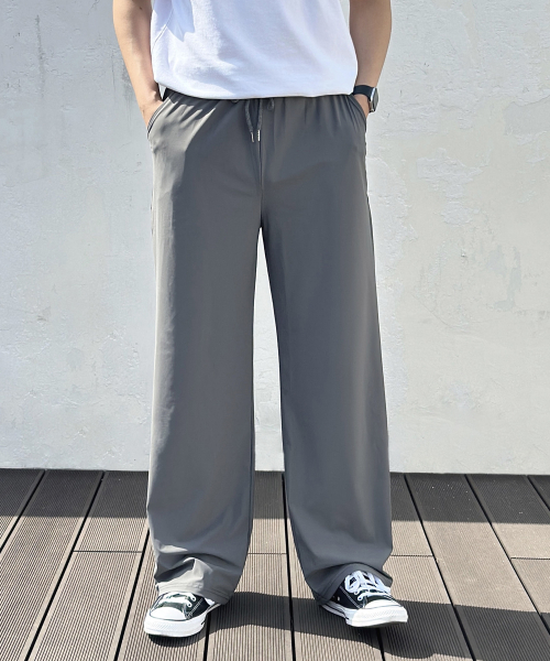 UNISEX охлаждающие полуширокие брюки на резинке_Grey