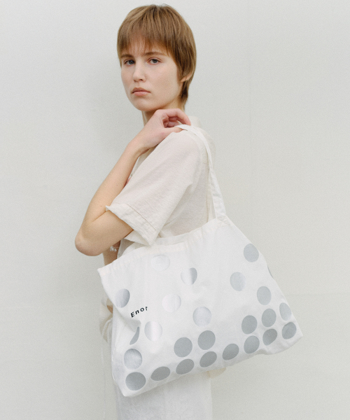 SILVER DOT ECO BAG - WHITE