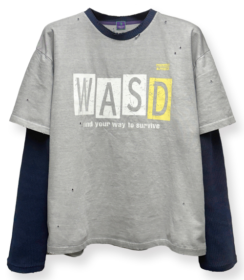 WAS+D слоистый лонгслив (Light Grey + Navy)