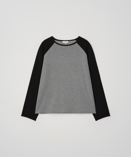 Raglan джемпер из льна с необработанным краем [Melange Grey/Black]