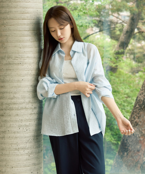 오버핏 시스루 셔츠_MIWYWG509B