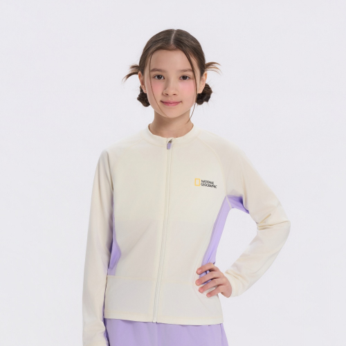 K262GRG610 여아 세미크롭 래쉬가드 F-ZIP IVORY
