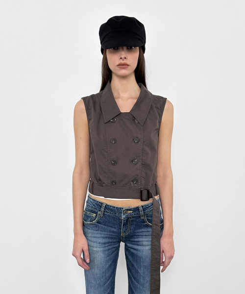 Double Button Blouse_Khaki