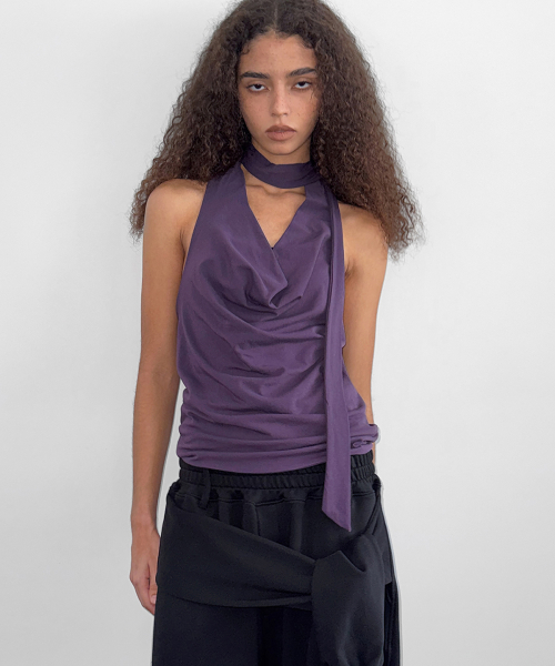 Draped Halter Sleeveless_Purple