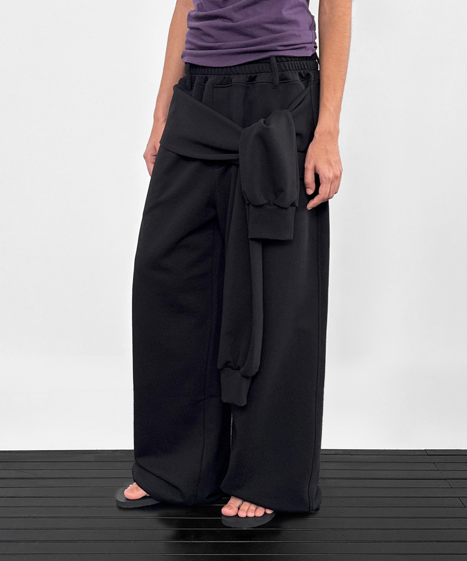 Tied sweat pants_Black