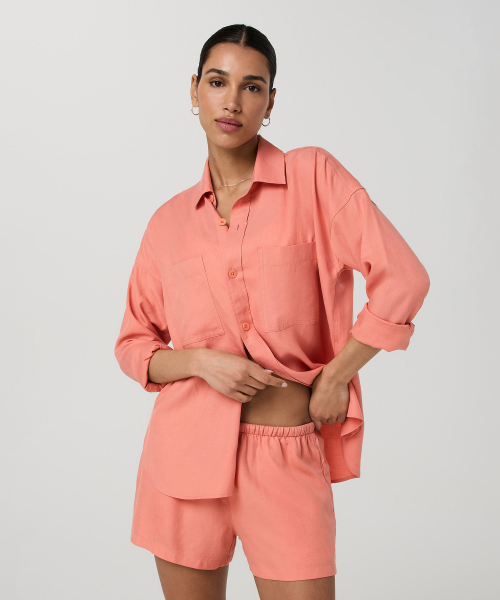 Женская рубашка Trestles Twill Button-Up - Orange Red VR26121067