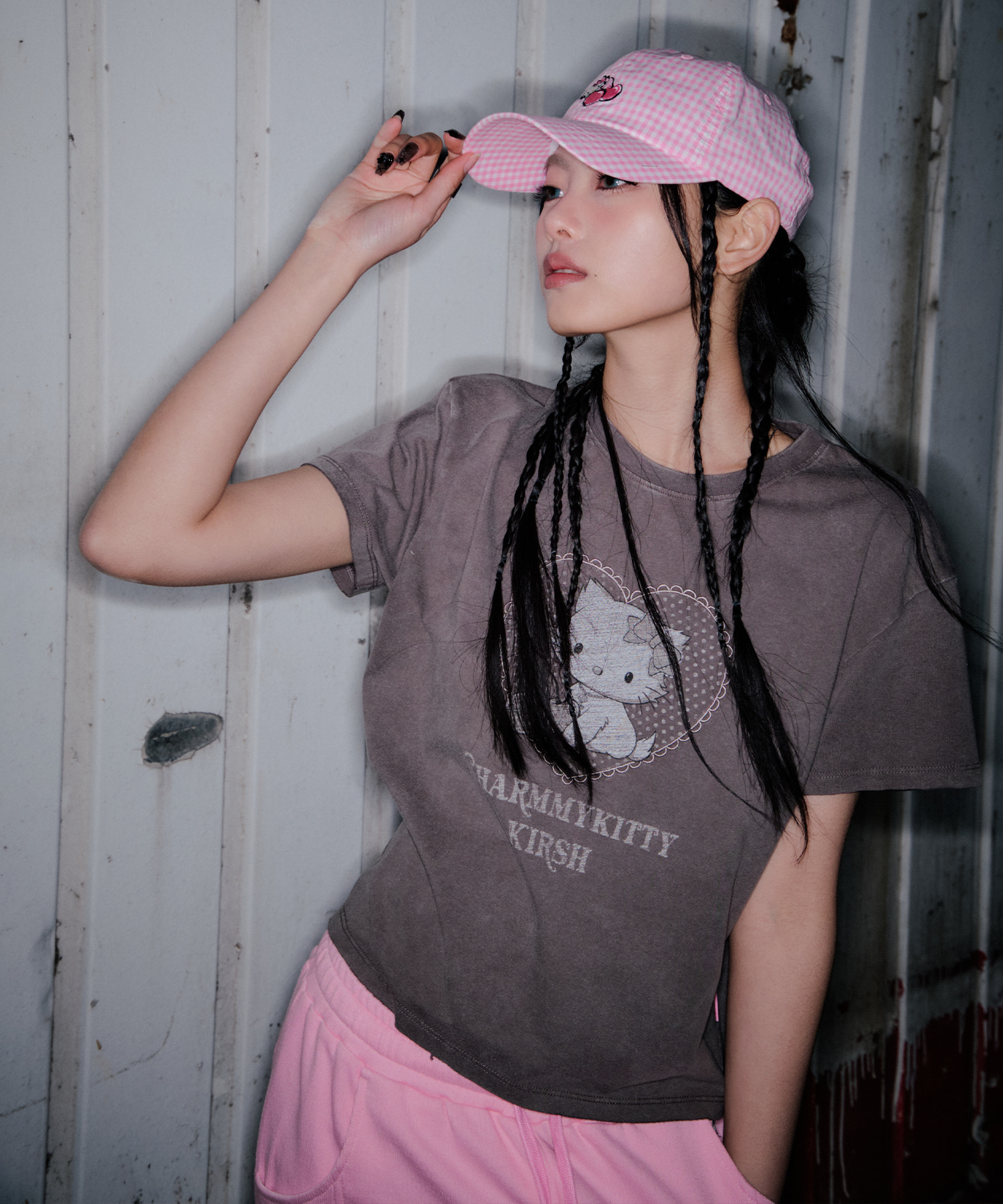 KIRSH X CHARMMYKITTY PIGMENT SEMI CROP T-SHIRT