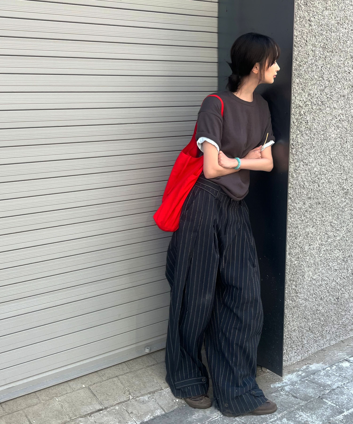 [Ep.02] Linen Stripe Edge Pleated Trousers (Navy)