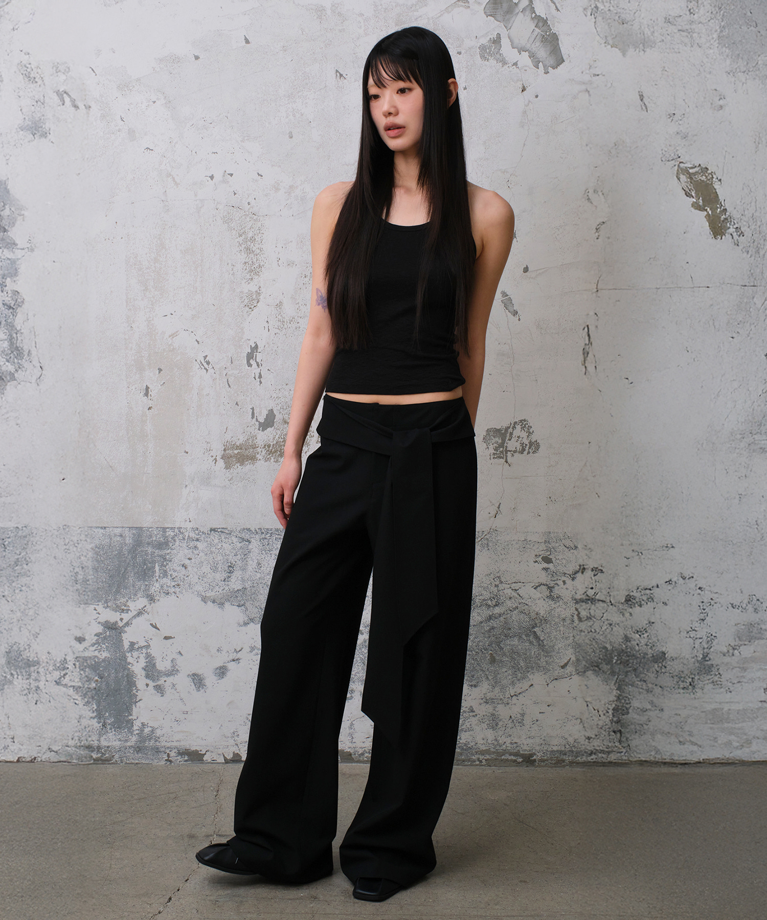 WRAP WIDE TIE PANTS (BLACK)