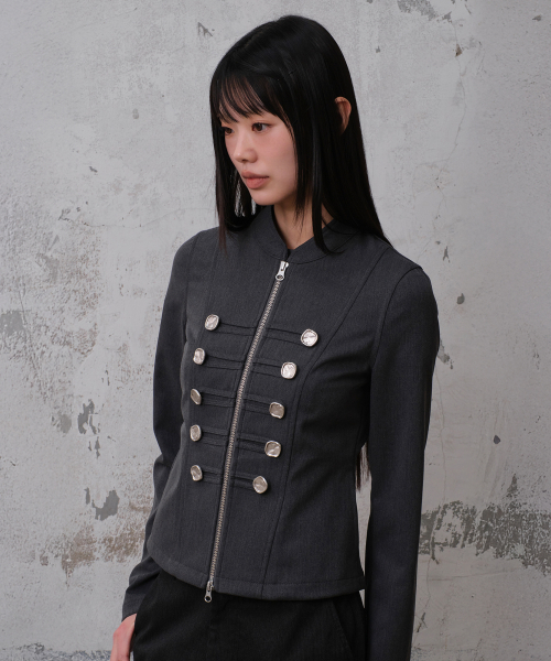 DOUBLE BUTTON NAPOLEON JACKET (CHARCOAL)