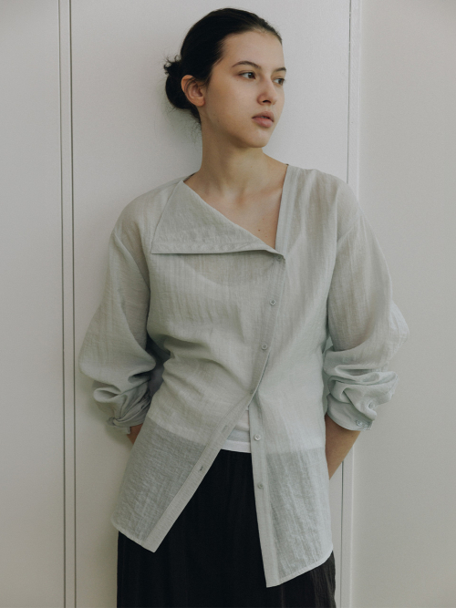 Asymmetric Placket Belted Shirt SW6MB725_2color