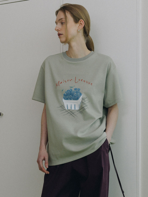 Oversized Blueberry Graphic T-Shirt SW6ME765_2color