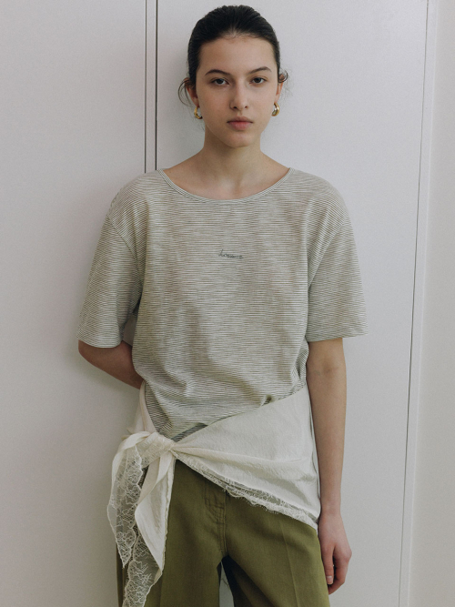 Logo Stripe Back-Twist T-Shirt SW6ME770_2color