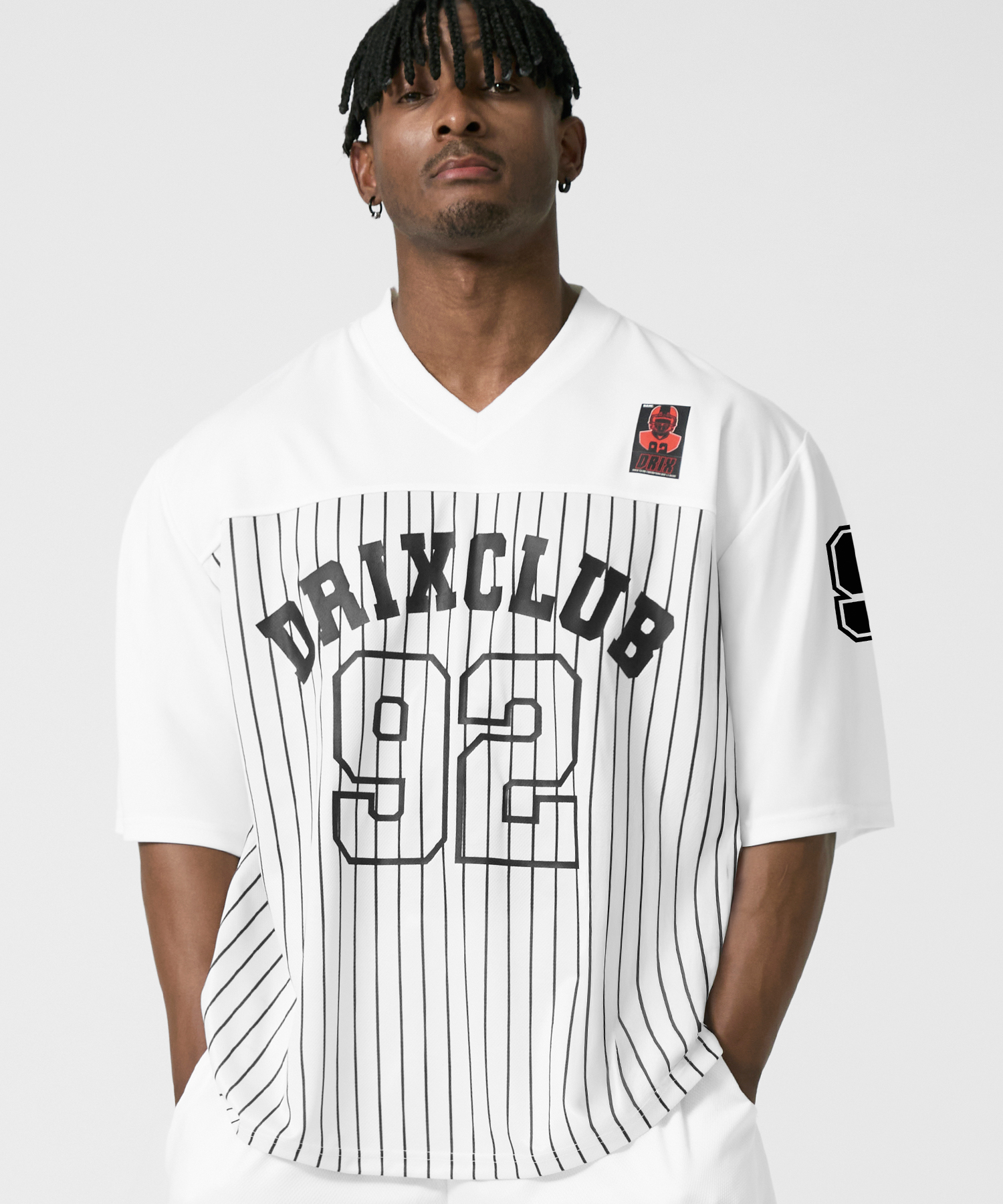 RUGBY STRIPE JERSEY HALF SLEEVE_WHITE