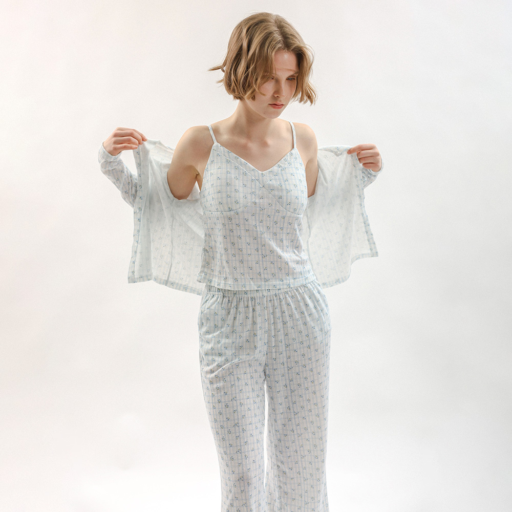MJ_Lovely blossom пижама three-piece set_BLUE