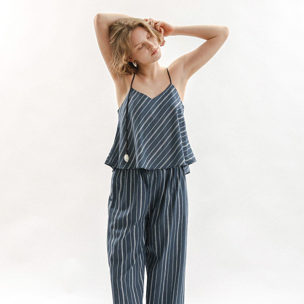 MJ_Minimal stripe two-piece пижама set_NAVY