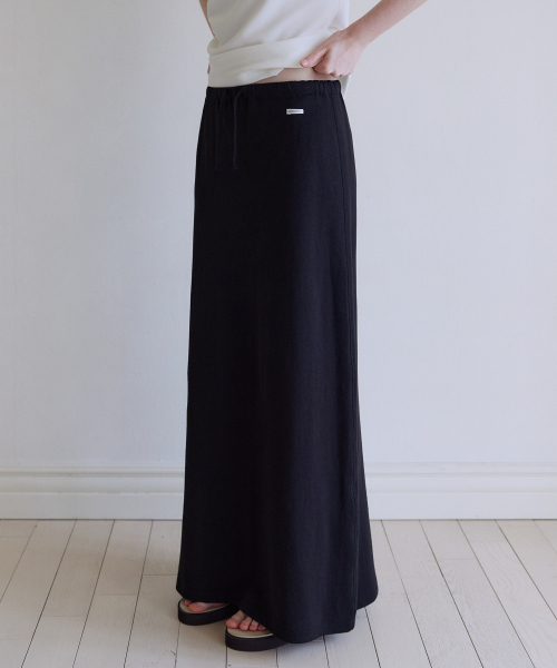 String maxi skirt [KNSS08SK04]_Black