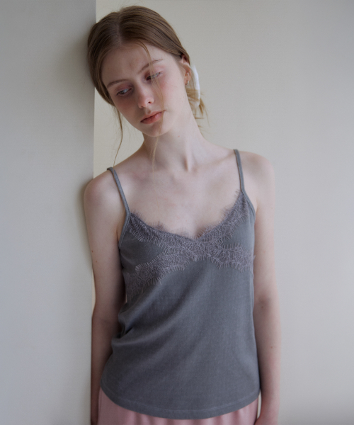 Lace sleeveless [KNSS08TS07]_Gray