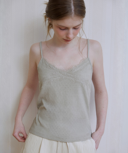 Lace sleeveless [KNSS08TS06]_Beige
