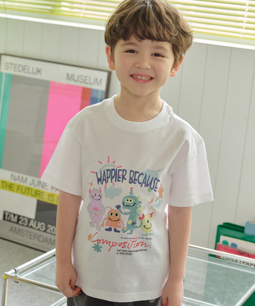 KIDS 해피 데이 반팔티 화이트