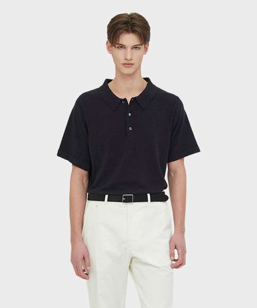 Dickie Short Sleeve Boucle Yarn вязанный поло рубашки тёмно-синий