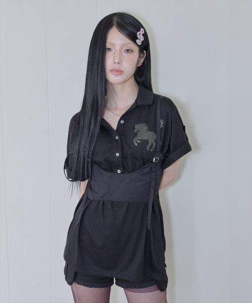Corset Layered Sleeveless Top / чёрный