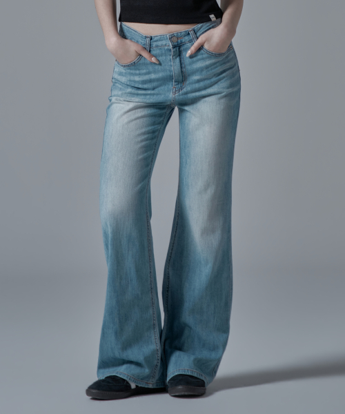 Свободные джинсы буткат W1133_light blue