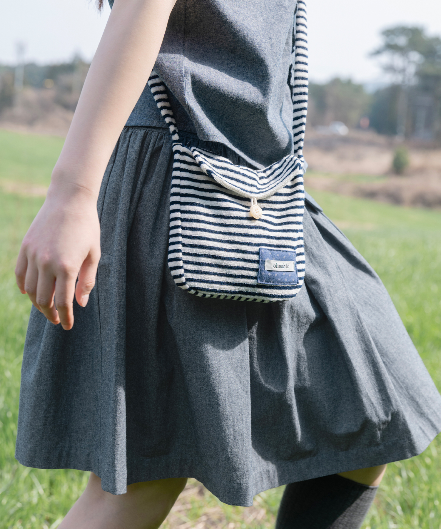 STRIPE TERRY MINI CROSSBODY BAG, тёмно-синий