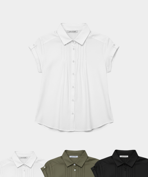Базовая хлопковая рубашка с подворотами и защипами, 3 COLOR