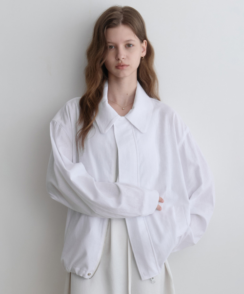les summer льняной воротниковый блузон (White)