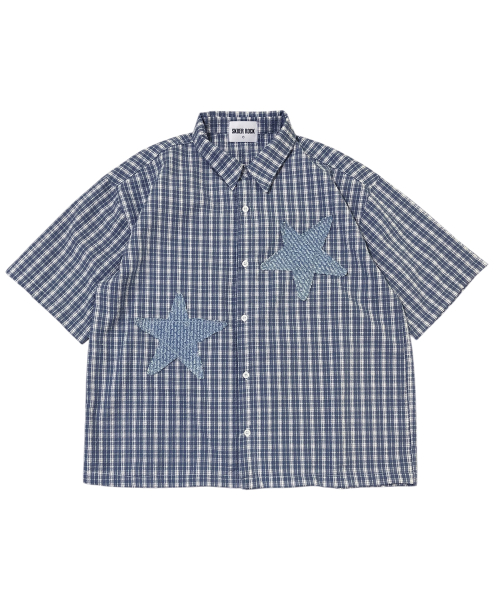 Star сирсакер клетка рубашка ((Light синий))
