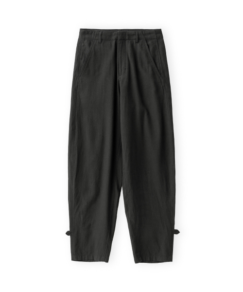 W Button Hem Pants, Black