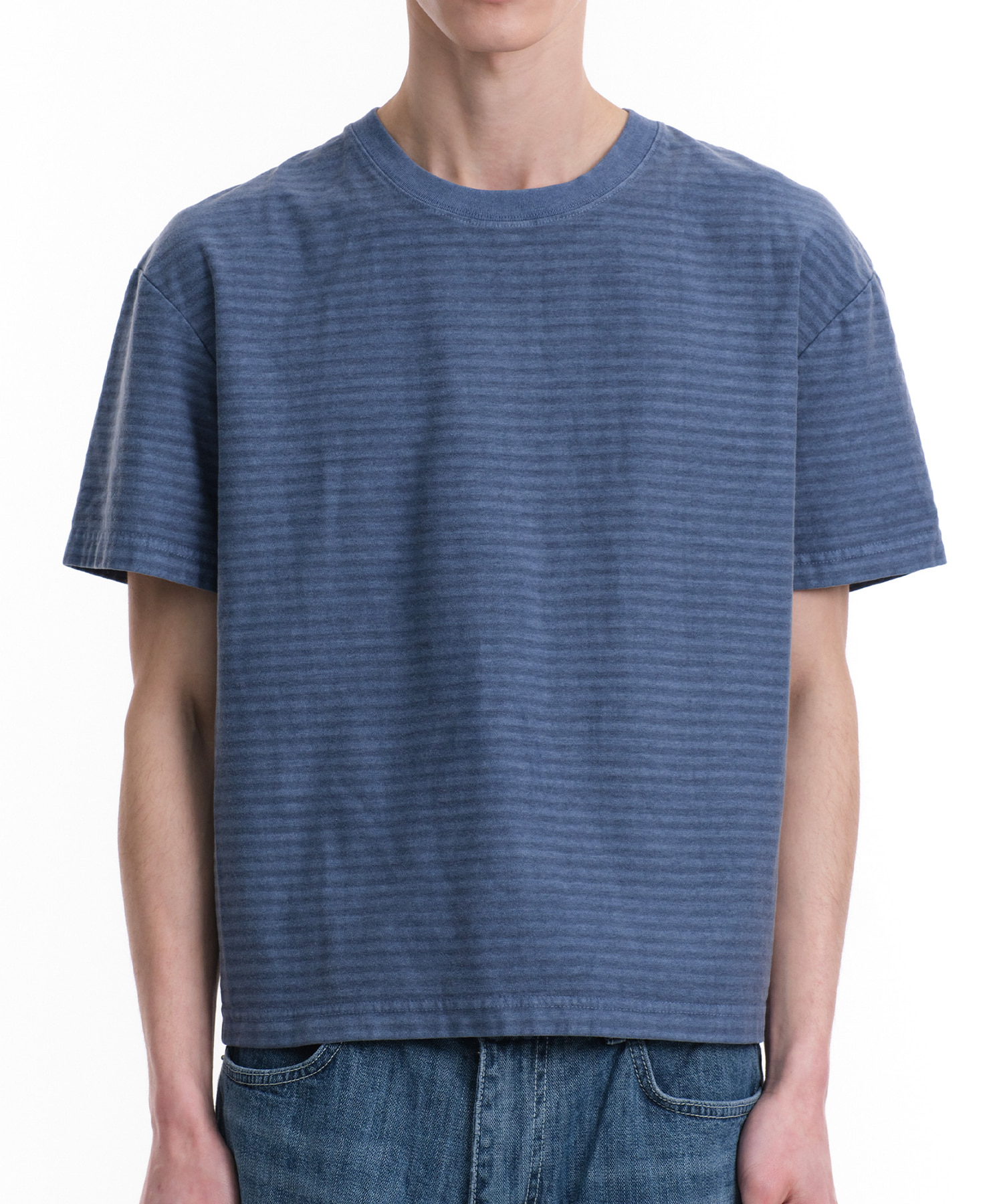 DYED полоска COTTON T-рубашка (синий)