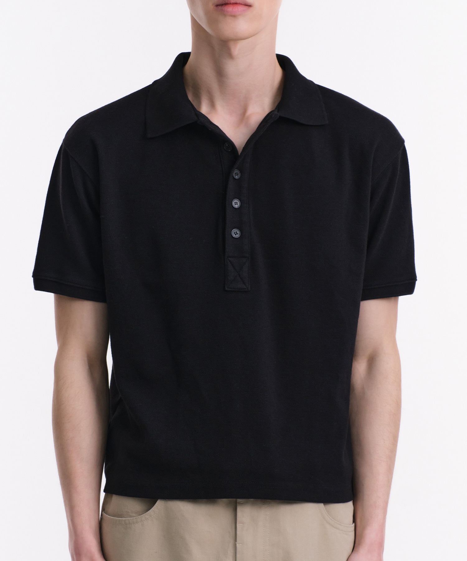 REGULAR POLO CROP T-SHIRTS (черный)