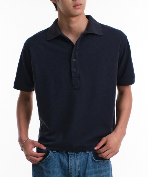 REGULAR POLO CROP T-SHIRTS (темно-синий)