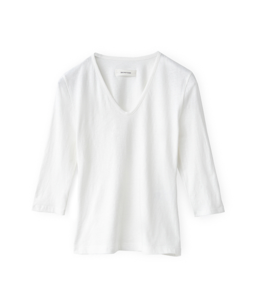 W V Neck 3/4 Sleeve, Ivory