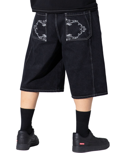 Джинсовые бермуды с разрезом XP334 (BLACK)