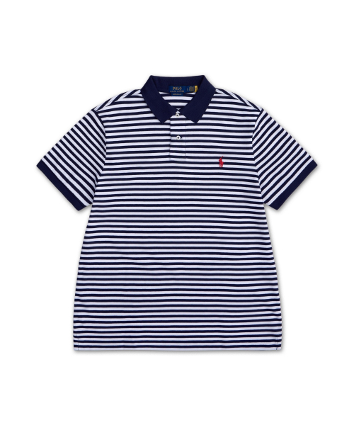 Поло в полоску Custom Slim Fit Mesh - Navy