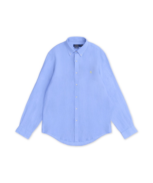 Льняная рубашка Custom Fit-Blue
