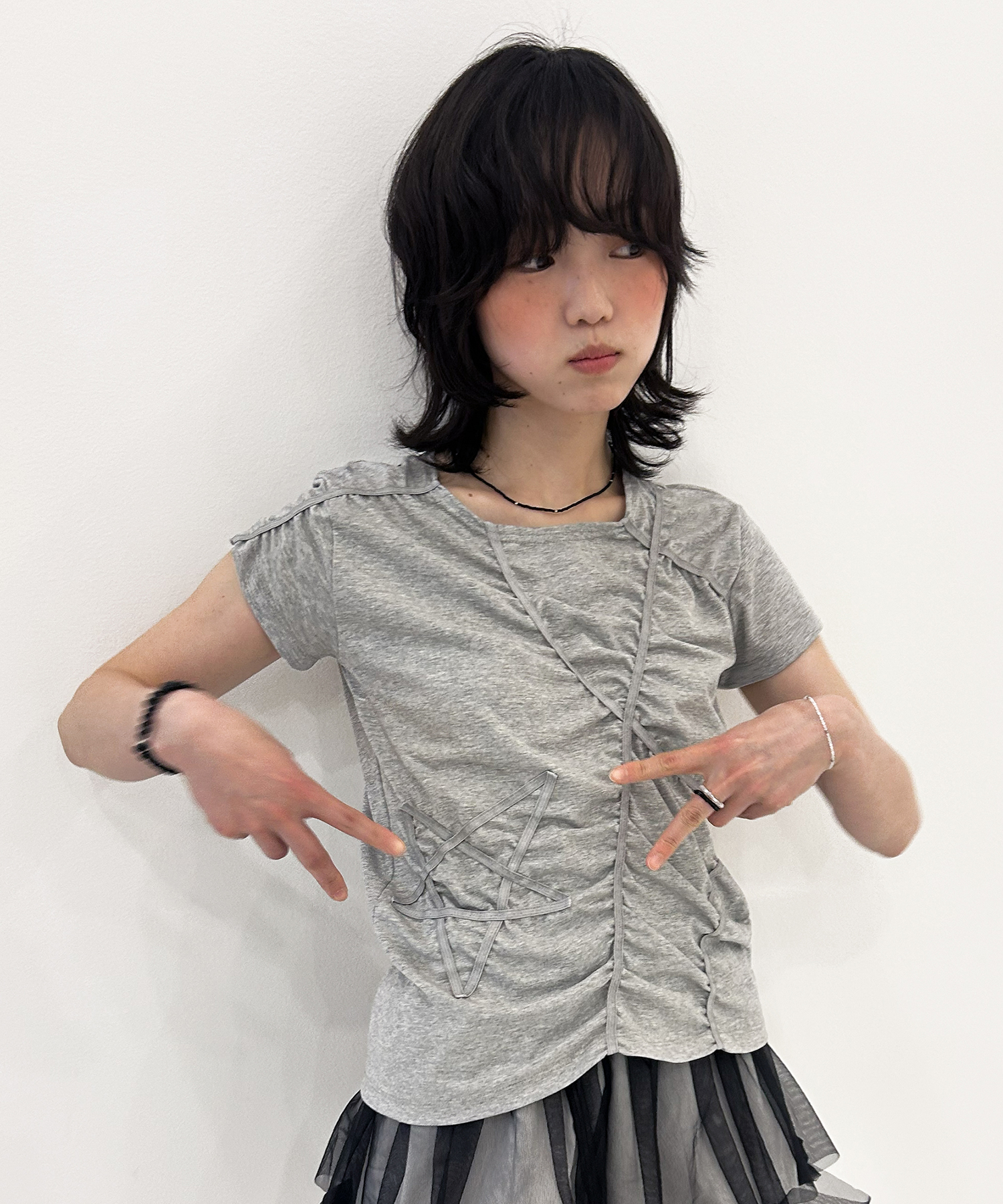 Star Shirred Jersey Top [серый]