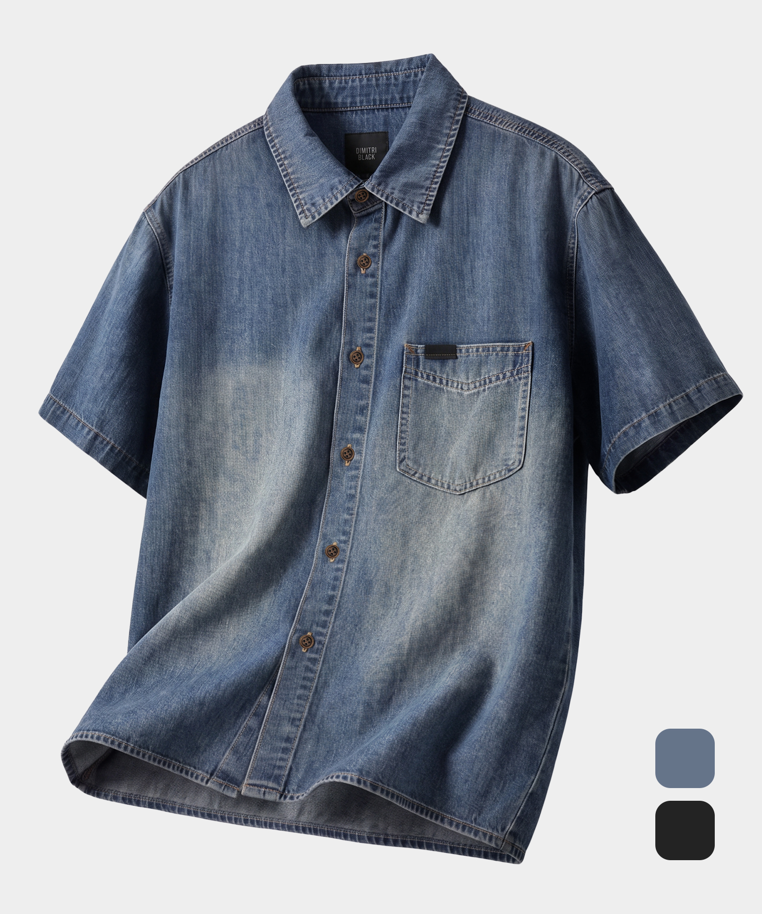BIO WASHING CROP DENIM короткий SLEEVE SHIRT_2 COLOR