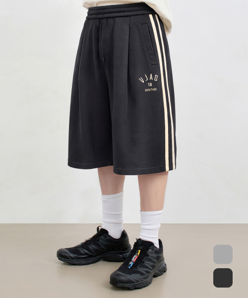 VLAD ONE-TUCK CURVED TRACK SWEAT PANTS_HALF BERMUDA 2 COLOR