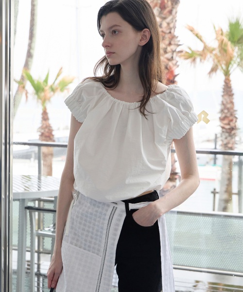 Crispy Volume Cropped Blouse - Off белый