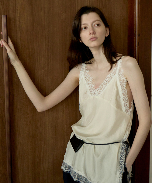 Silky Lace Layered Slip Top - Cream Butter