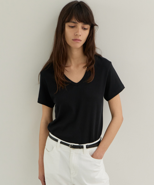 All-day Cotton V-neck T-рубашка - черный