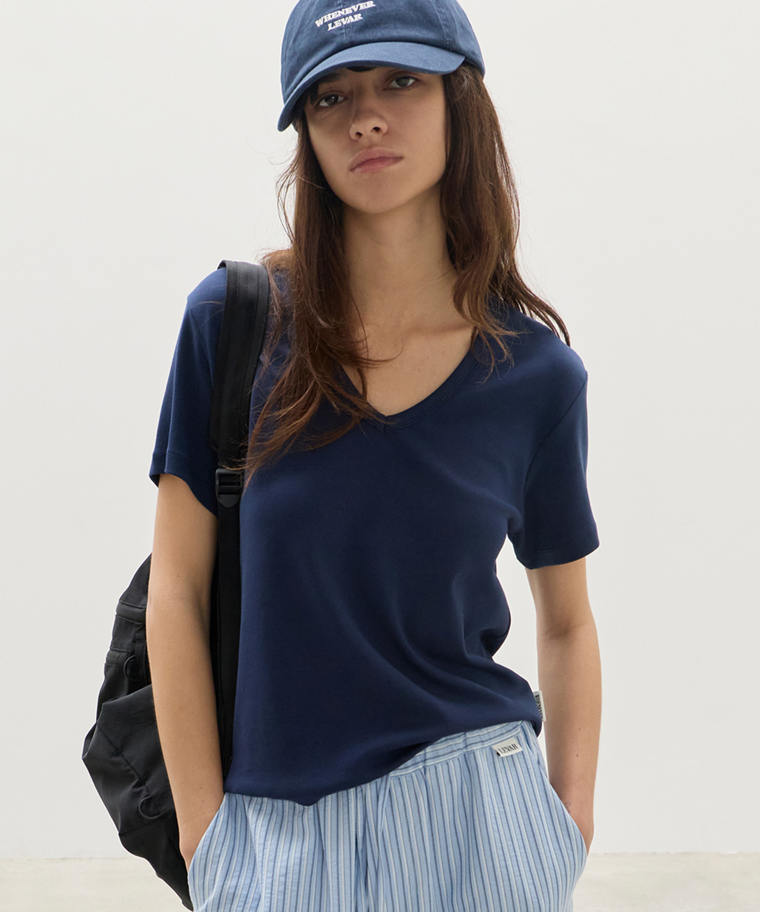 All-day Cotton V-neck T-рубашка - Classic темно-синий
